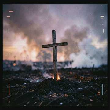 Обложка песни ИИ: Град и Пламя 2(Industrial rock, dark electro, heavy distorted synth bass)